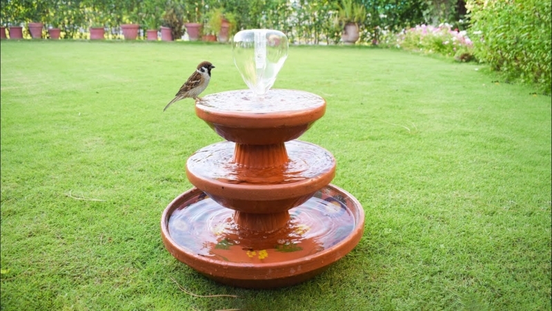 DIY Clay Saucer Fountain for Garden Birds