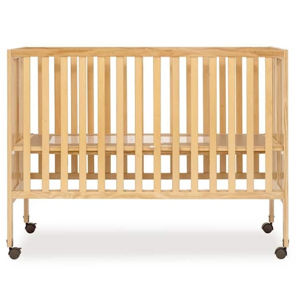Dream on me Quinn Full-Size Natural Folding Crib I Removeable Wheels I ...