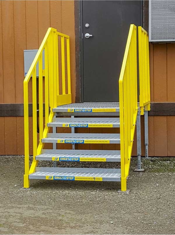 Durable Portable Steel Stairs with Bright Yellow Handrails