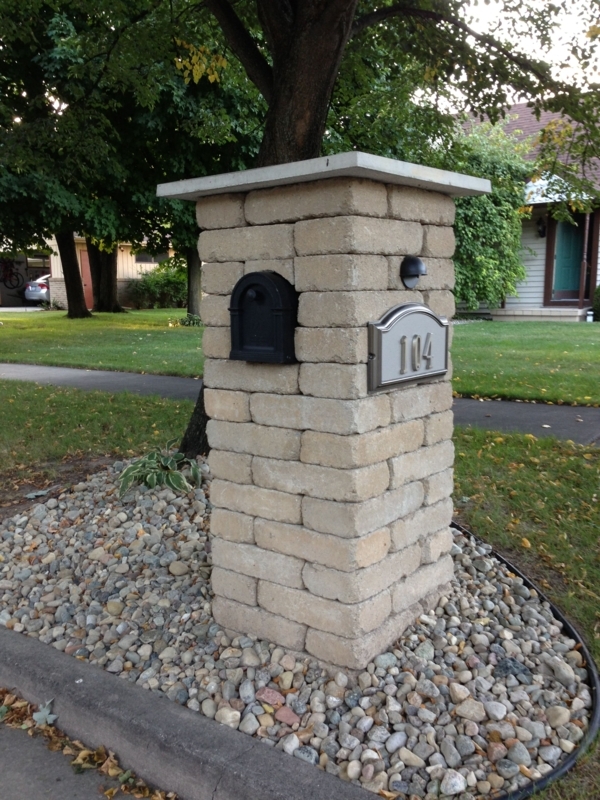 Durable Stone Mailbox Post with Address Plaque