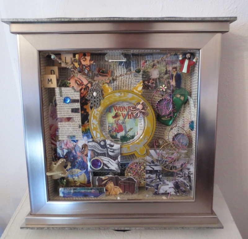 Eclectic 3D Shadow Box Art in Silver Frame
