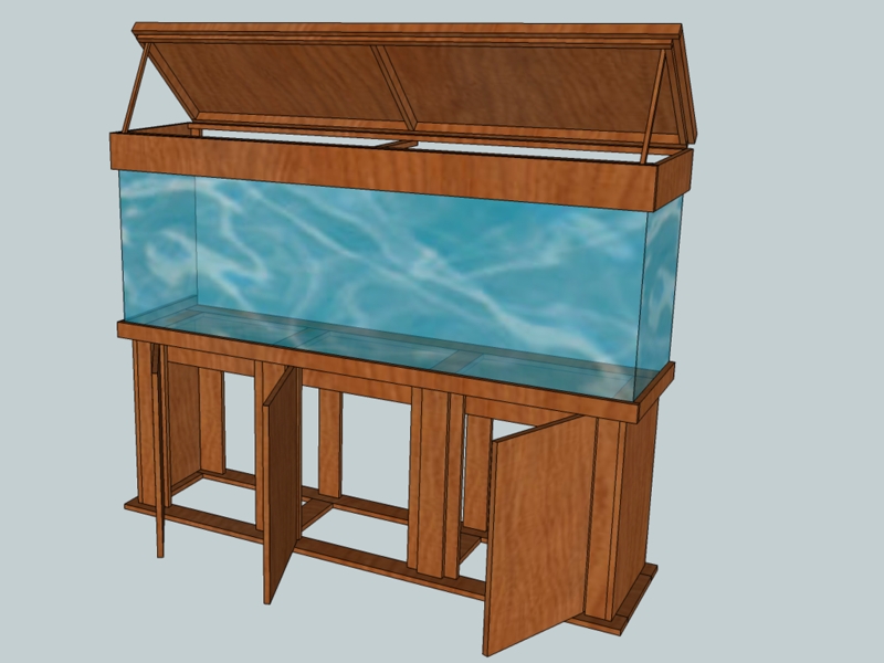 Elegant 150 Gallon Fish Tank with Oak Stand