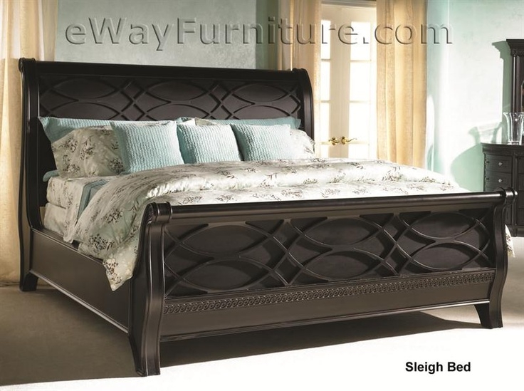 Elegant American Federal Black Sleigh Bed Design