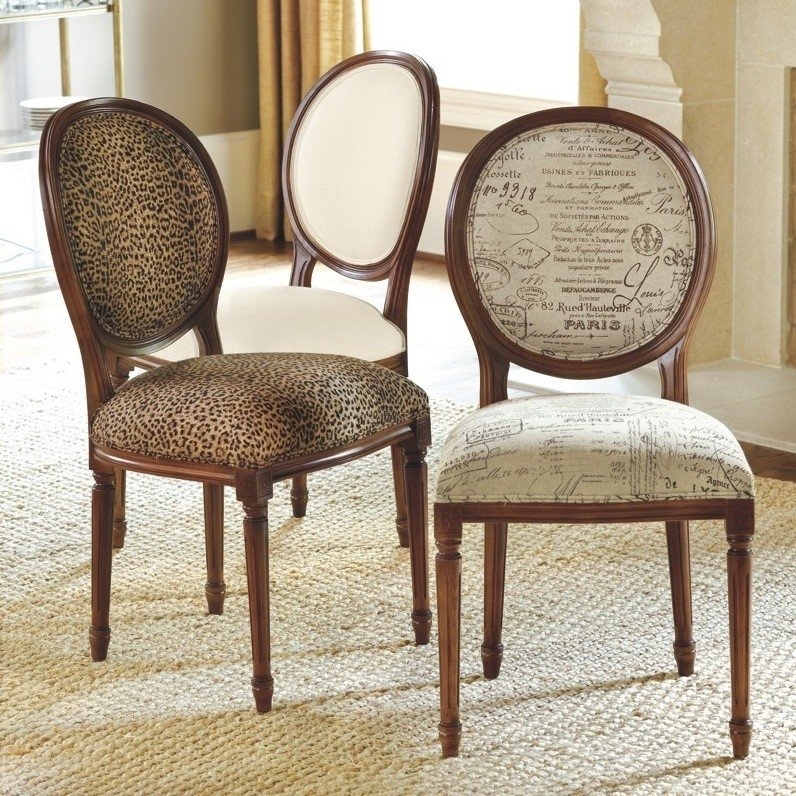 Elegant Animal Print and Script Dining Chairs