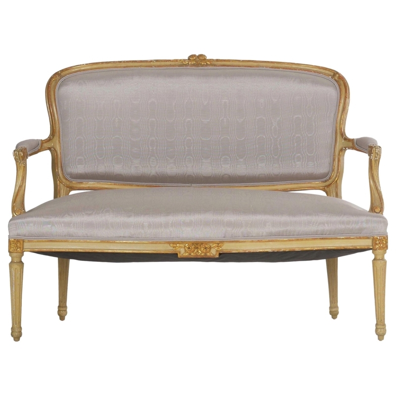 Elegant Antique French Settee with Gilded Frame