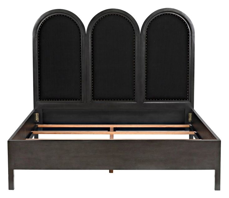 Elegant Arch Black Wooden Upholstered Bed Frame
