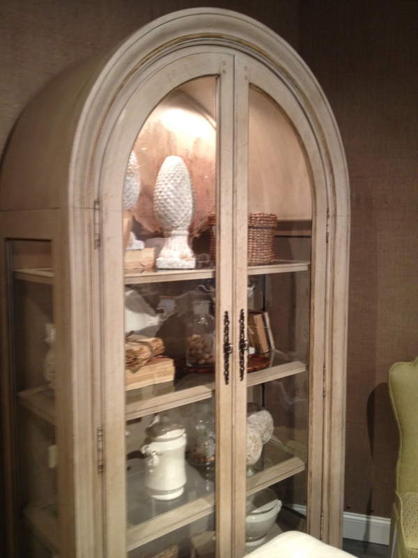 Elegant Arched Glass Display Cabinet with Antique Finish