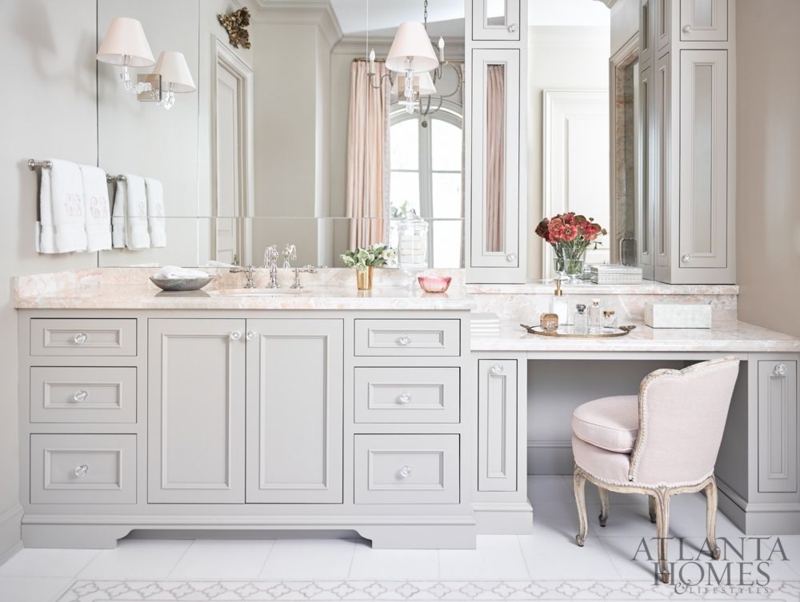 Elegant Bathroom Vanity with Makeup Station