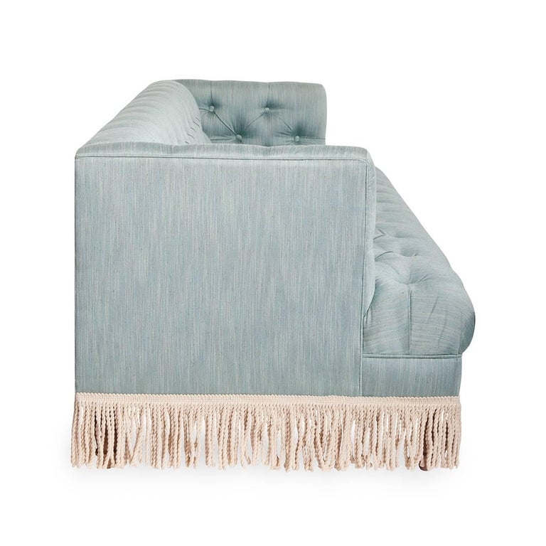 Elegant Baxter T-Arm Sofa with Bullion Fringe Detail