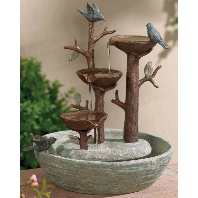 Elegant Bird Tree Tabletop Garden Fountain