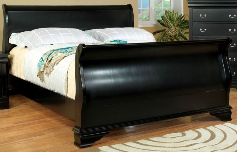 Elegant Black King Sleigh Bed for Modern Bedrooms
