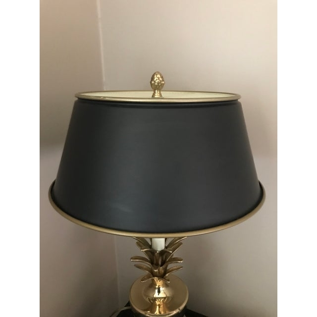 Elegant Brass Pineapple Table Lamp with Black Shade