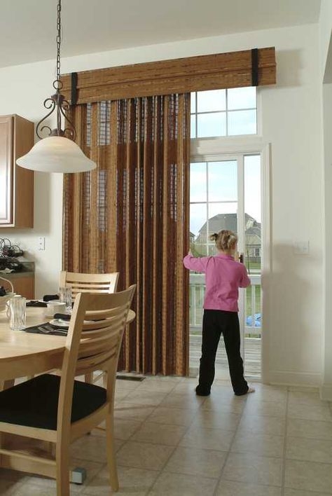 Elegant Brown Transom Window Treatments in Dining Area
