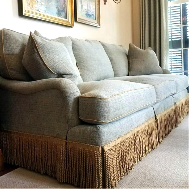 Elegant Bullion Fringe Sofa with Classic Charm