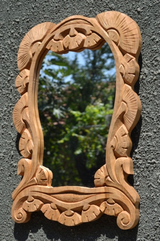 Elegant Carved Wood Framed Decorative Mirror