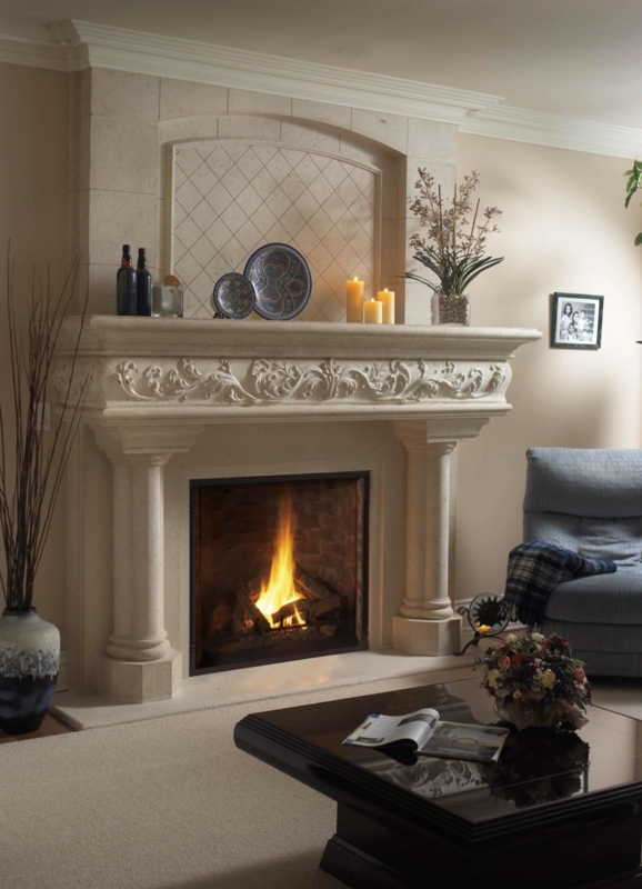 Elegant Classic Stone Corner Fireplace Mantel