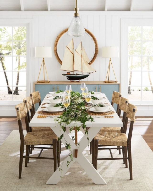 Elegant Coastal Dining Room with Nautical Accents