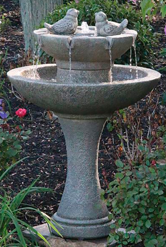 Elegant Concrete Bird Bath Fountain with Statuary