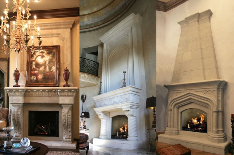 Elegant Country French Cast Cement Fireplace Surrounds