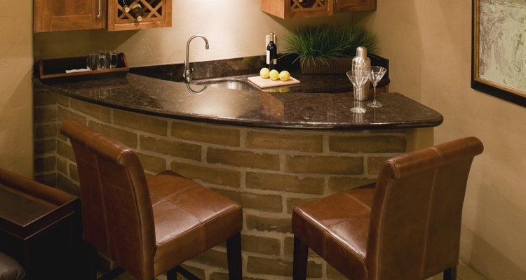 Elegant Curved Brick Bar with Granite Countertop