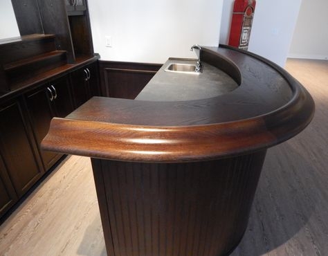 Elegant Curved Dark Wood Home Bar Design