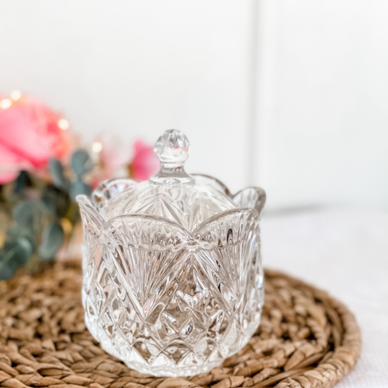 Elegant Cut Glass Candy Dish with Lid