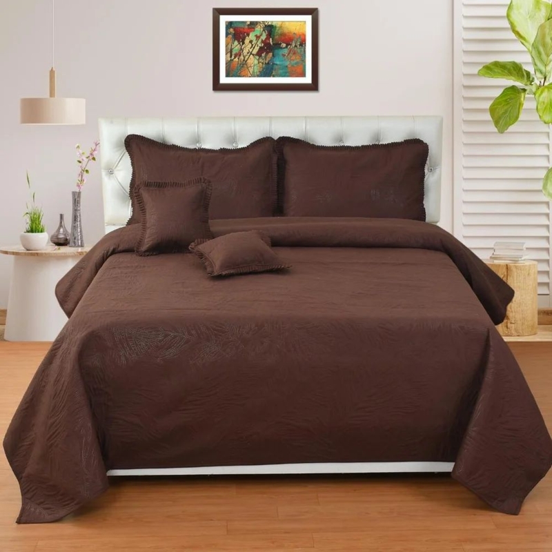 Elegant Dark Brown Velvet Bed Cover Set for Bedroom
