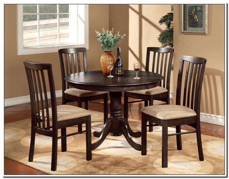 Elegant Dark Wood Round Dining Table Set