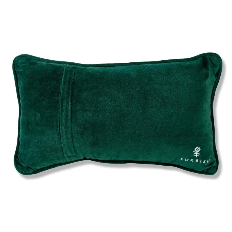 Elegant Deep Green Velvet Rectangular Pillow