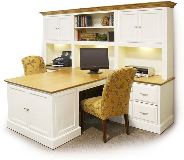 Elegant Double-Sided Wooden Office Desk Setup