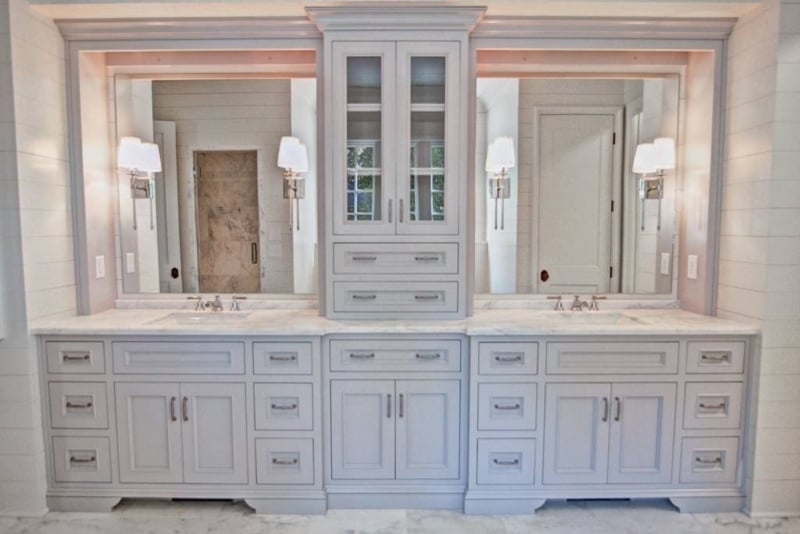 Elegant Double Vanity Bathroom with Central Cabinet
