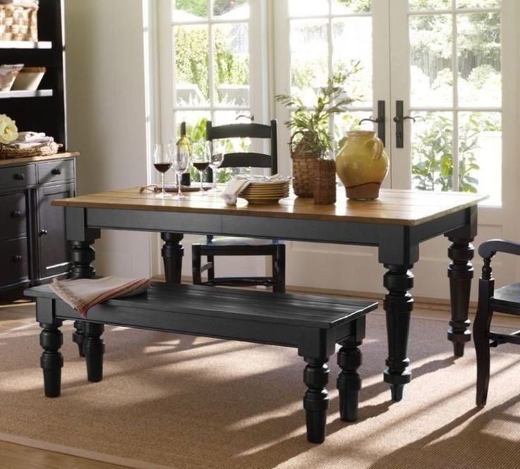Elegant Farmhouse Dining Table with Black Accents