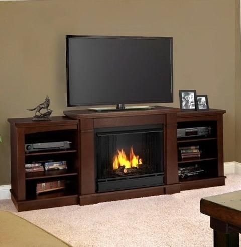 Elegant Fireplace TV Stand with Storage Shelves