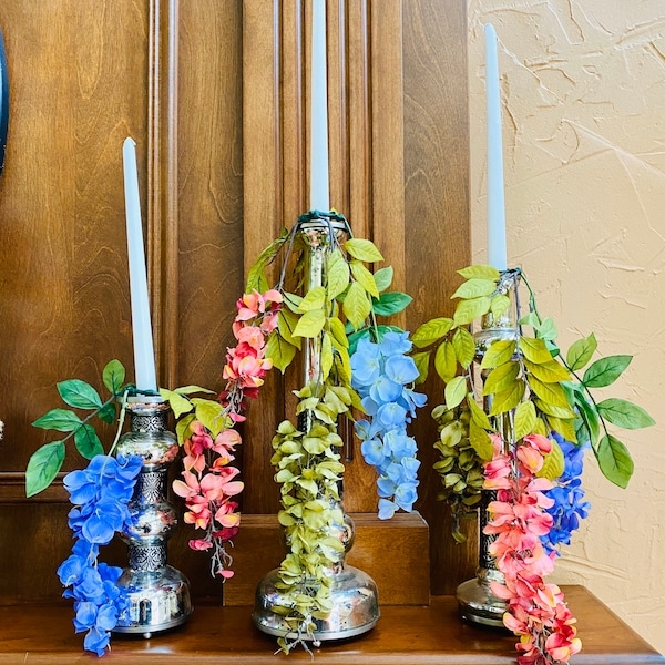 Elegant Floral Taper Candle Rings for Home Decor