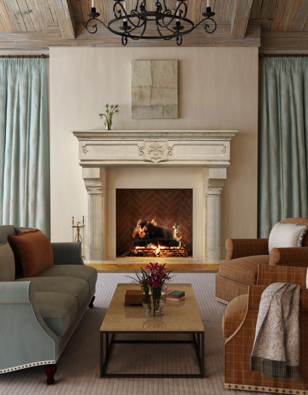 Elegant French Cast Stone Fireplace Mantel Design