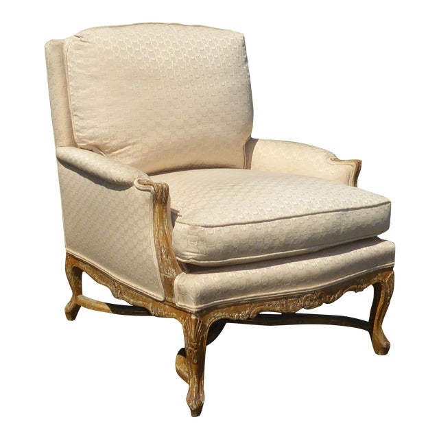 Elegant French Country Accent Chair with Crackle Finish