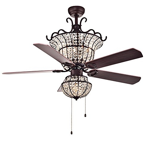 Elegant French Country Crystal Ceiling Fan