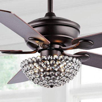 Elegant French Country Crystal Ceiling Fan
