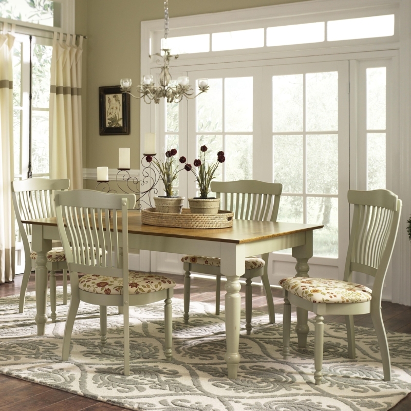 Elegant French Country Dining Room with Floral Chairs