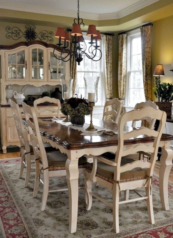Elegant French Country Dining Room with Rustic Charm