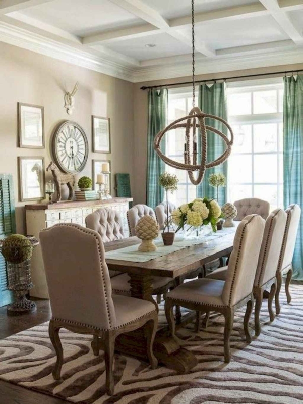 Elegant French Country Dining Room with Rustic Charm