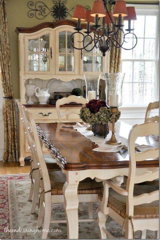 Elegant French Country Dining Room with Wood Table