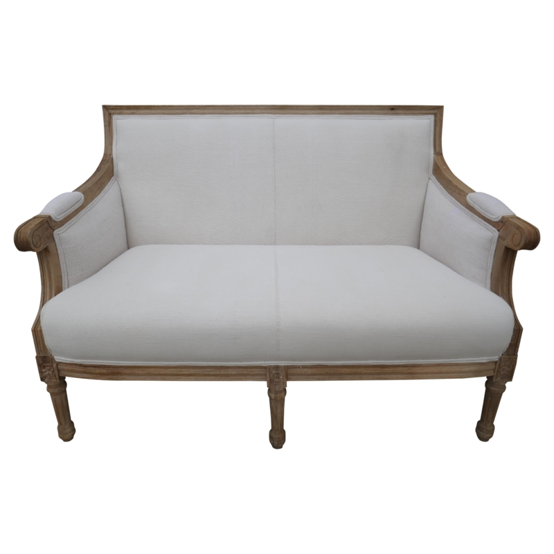 Elegant French Country Gingham Linen Sofa