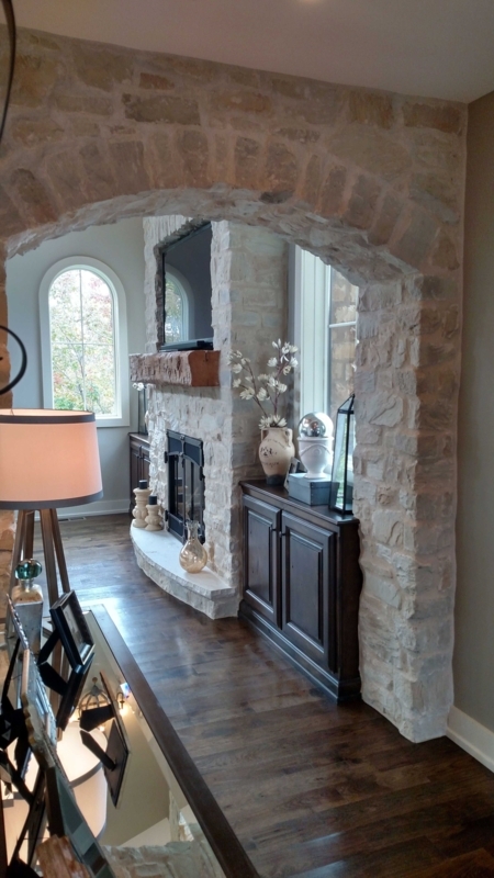 Elegant French Country Stone Fireplace Design