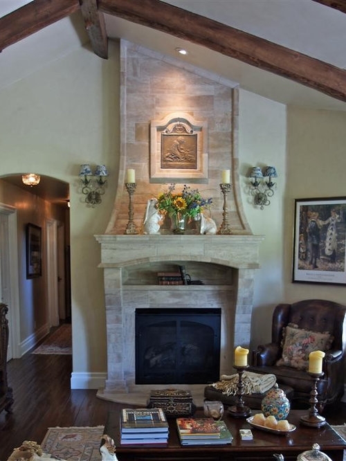 Elegant French Country Stone Fireplace Design