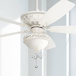 Elegant French Country White Ceiling Fan with Light