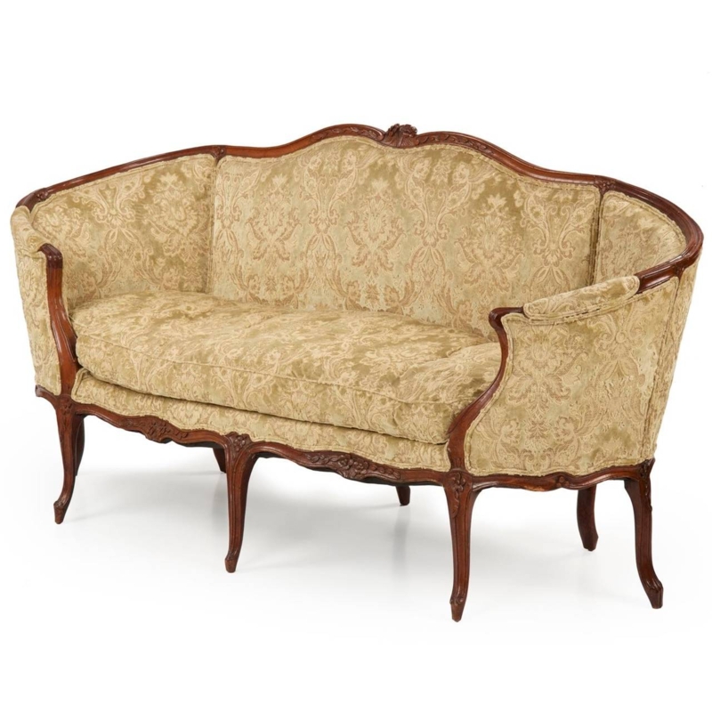 Elegant French Louis XV Walnut Antique Settee Sofa