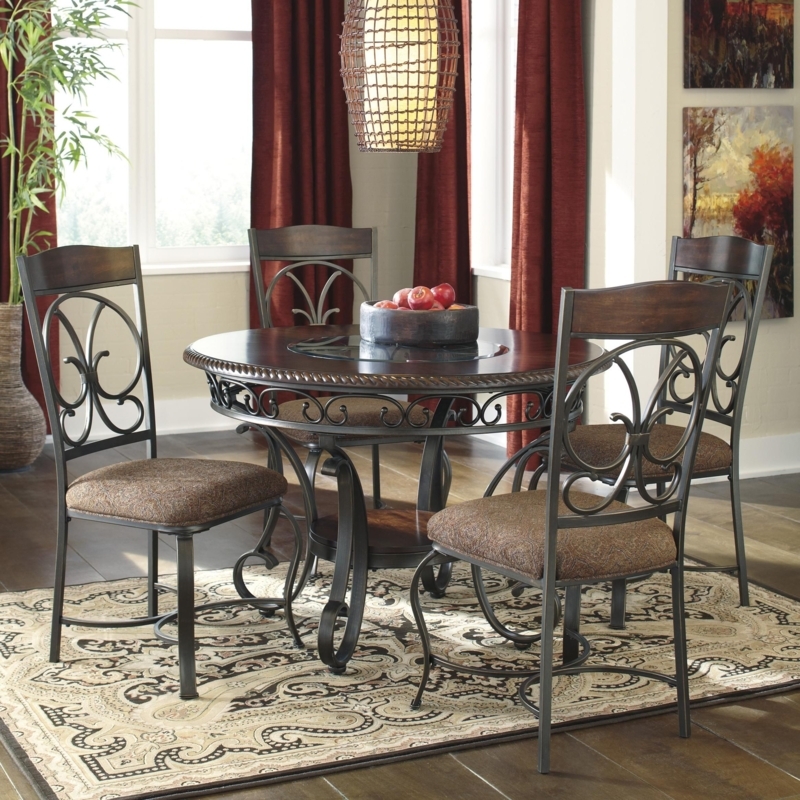 Elegant Glambrey Round Dining Table and Metal Chairs