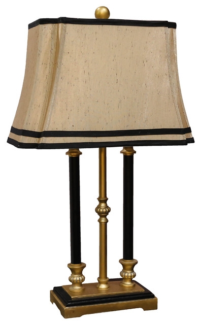 Elegant Gold and Black Triple Pillar Table Lamp