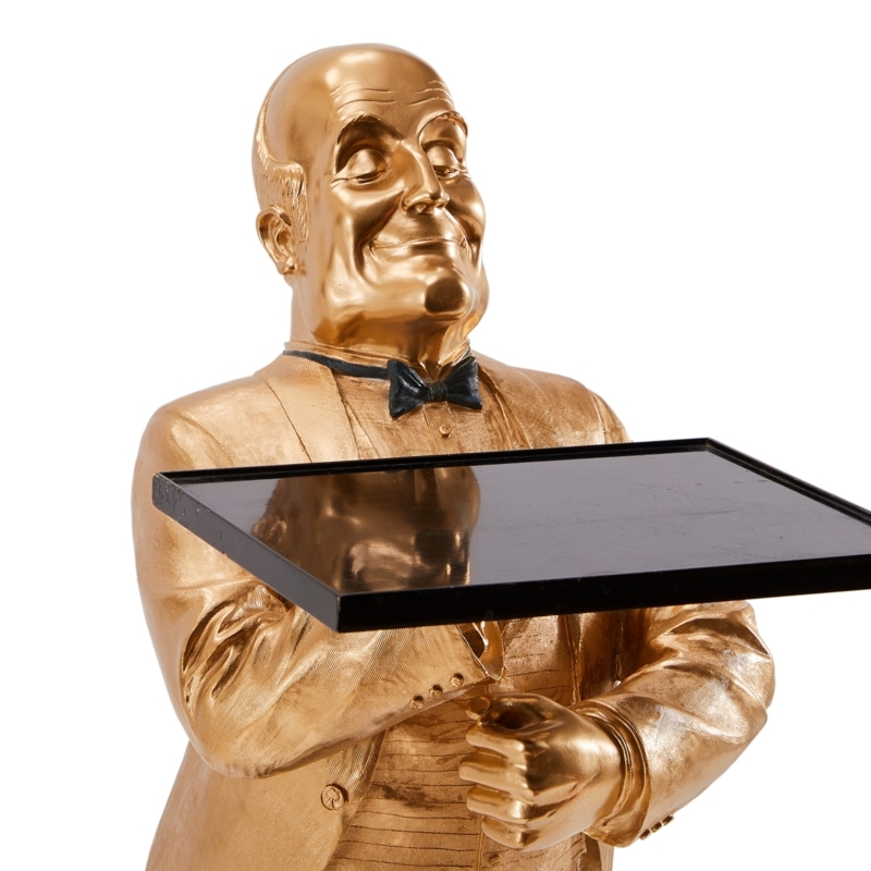 Elegant Gold Butler Statue with Serving Tray